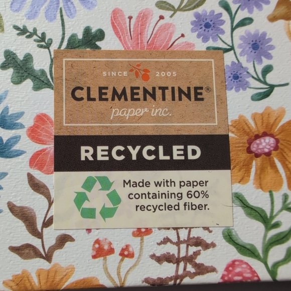 Clementine Spiral Notebook Mushrooms & Flowers Hardcover 8.5"x6.25" Ruled Page - Picture 2 of 5